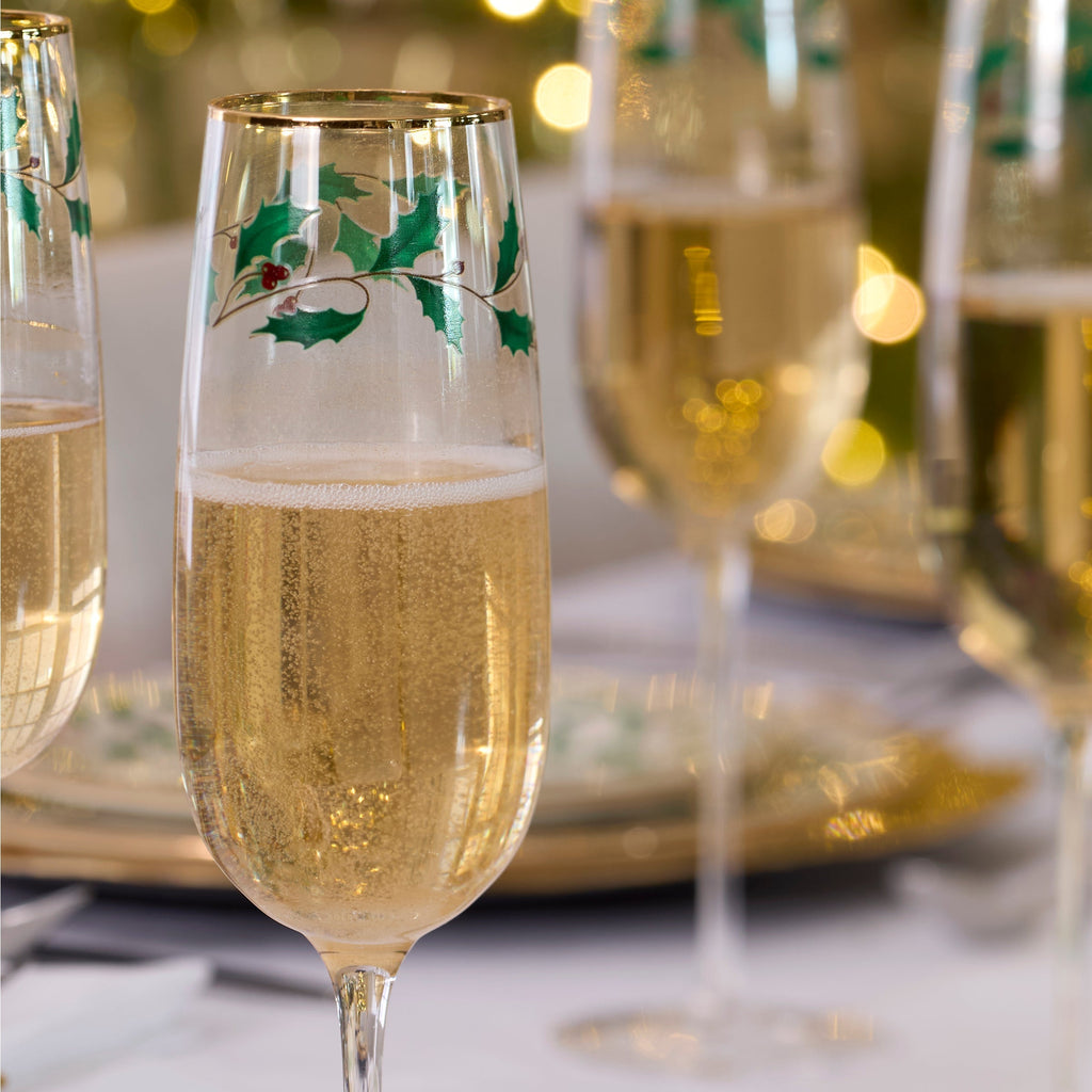 Lenox Holiday Decal Flute Glasses, Set of 4, glass (view 4)