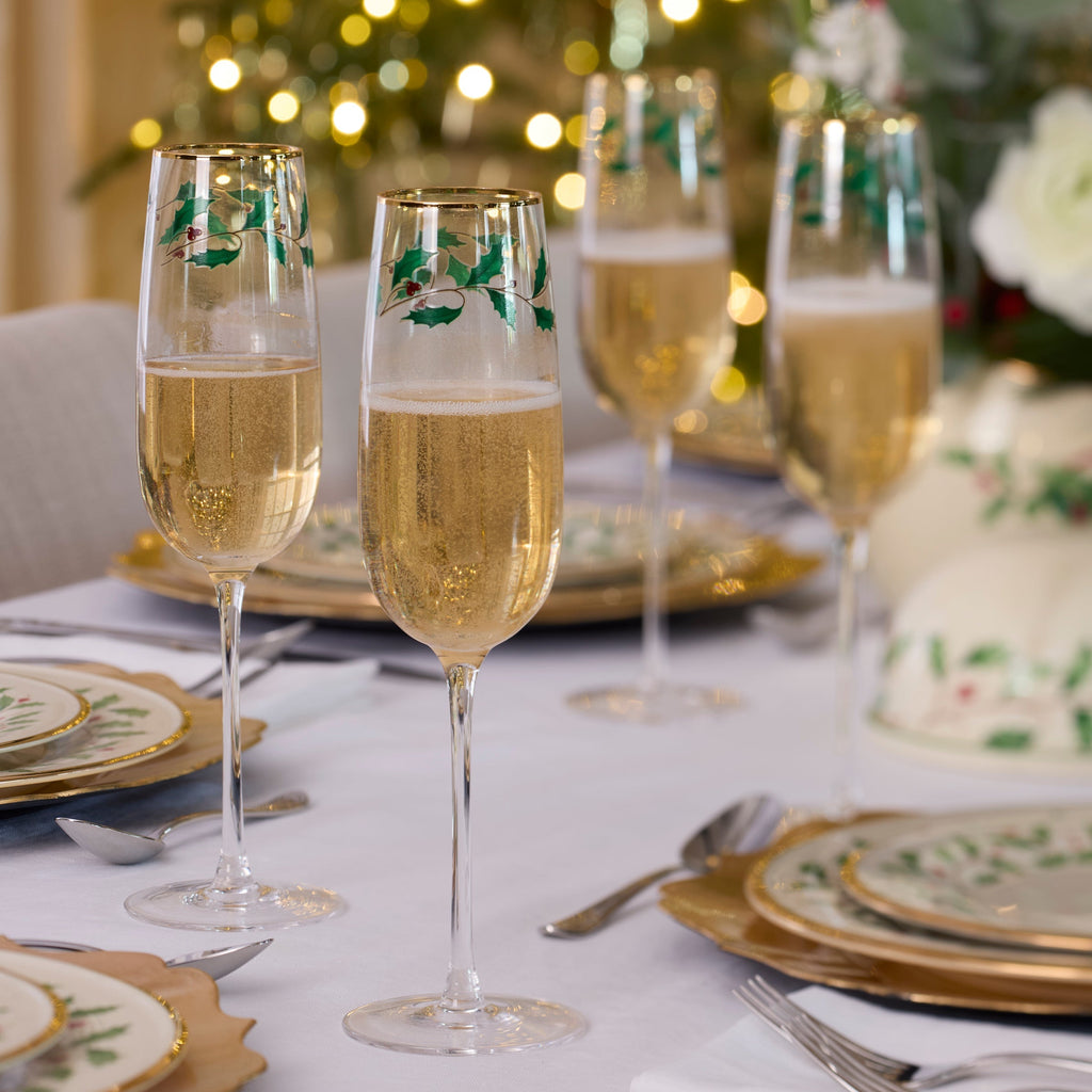 Lenox Holiday Decal Flute Glasses, Set of 4, glass (view 5)