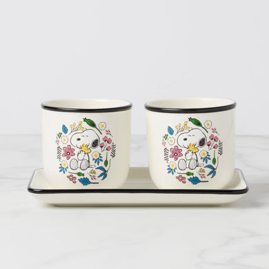 Lenox Chef Snoopy Herb Pots, Set Of 3, porcelain • hand wash • includes (2) herb pots and (1) tray • each herb pot measures 4