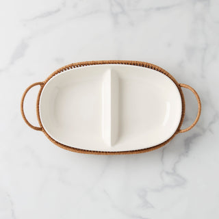 Oneida Willow & White Divided Server with Tray, stoneware (view 2)