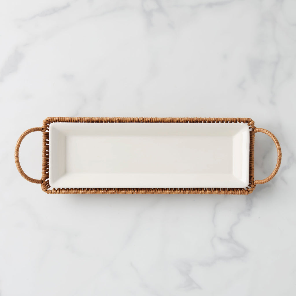 Oneida Willow & White Hors D'Oeuvres Tray with Server, stoneware