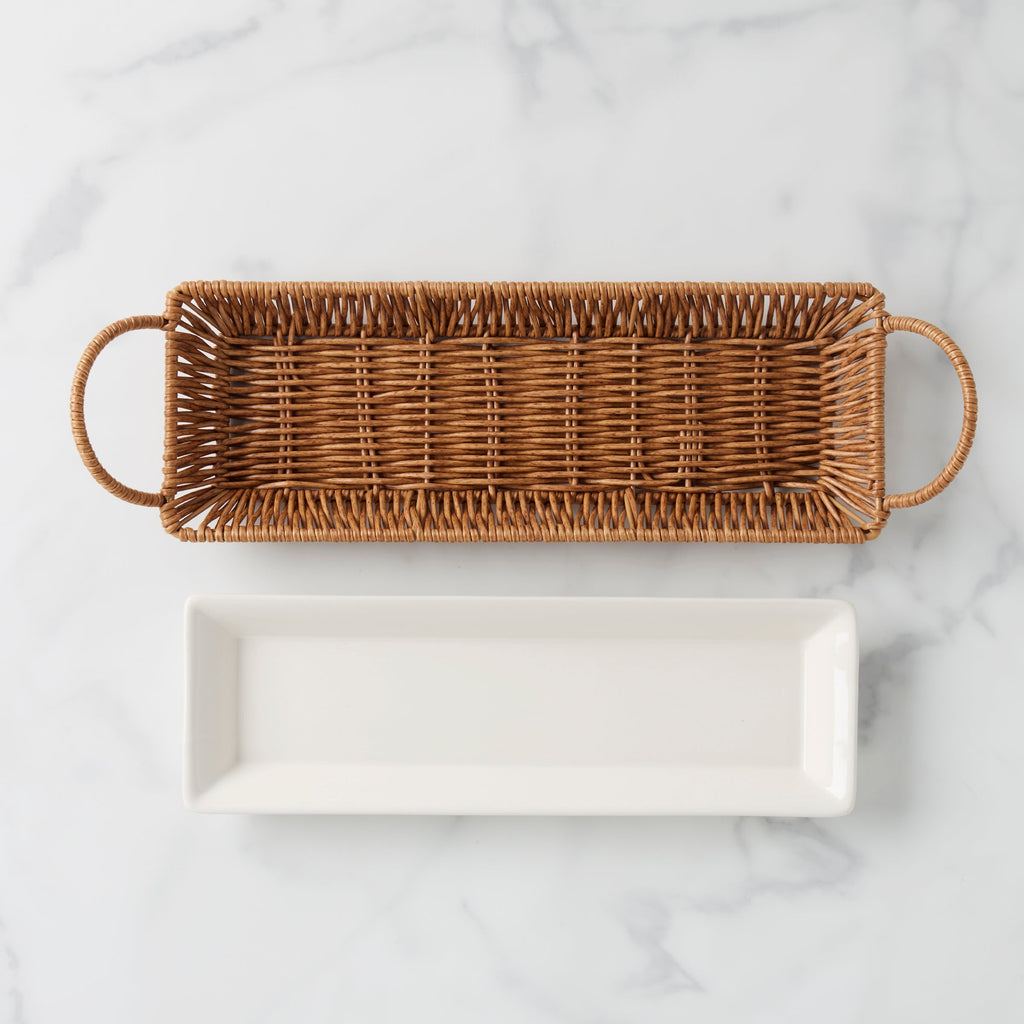 Oneida Willow & White Hors D'Oeuvres Tray with Server, stoneware (view 2)