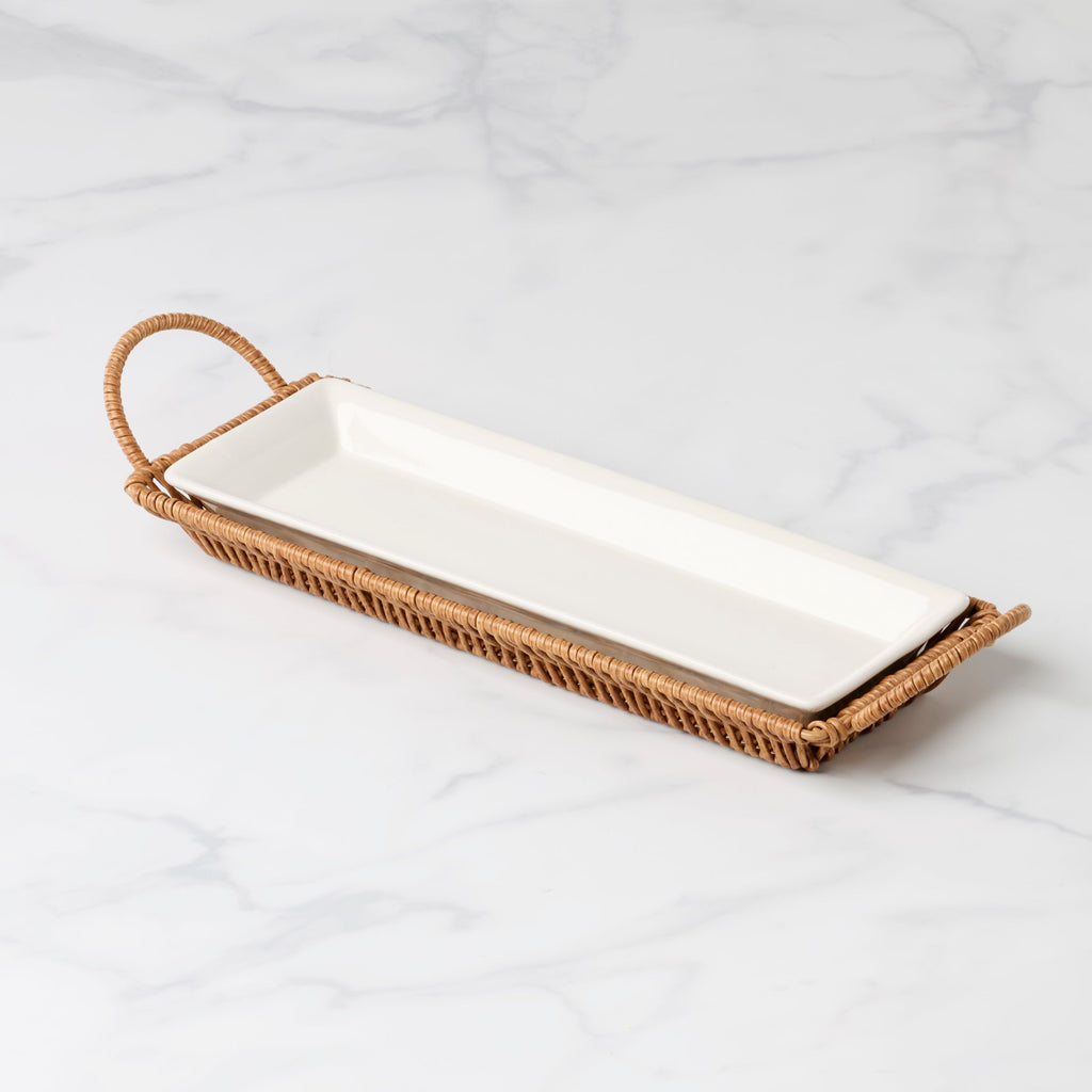 Oneida Willow & White Hors D'Oeuvres Tray with Server, stoneware (view 3)
