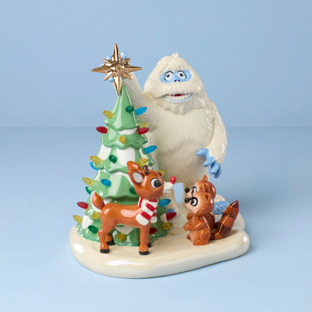 Lenox Rudolph and Bumble Lit Figurine, porcelain/glass