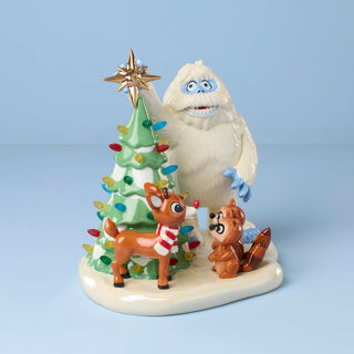 Lenox Rudolph and Bumble Lit Figurine, porcelain/glass