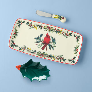 Lenox Winter Greetings Tray Set with Spreader 3 Piece Set, porcelain