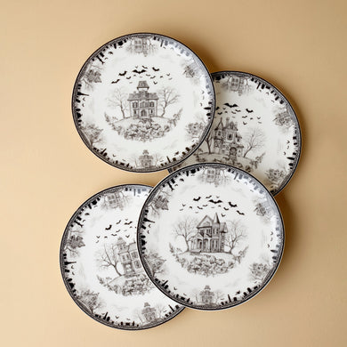 Lenox Haunted Village Accent Plates, Set of 4 Assorted, porcelain