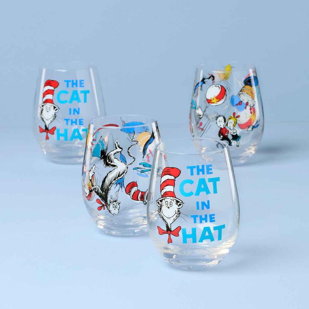 Lenox Cat In The Hat Tumblers, Set of 4, glass