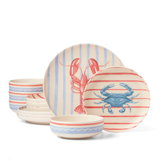 Oneida 24 Seven Melamine, Wharfside 12-Piece Dinnerware Set, melamine