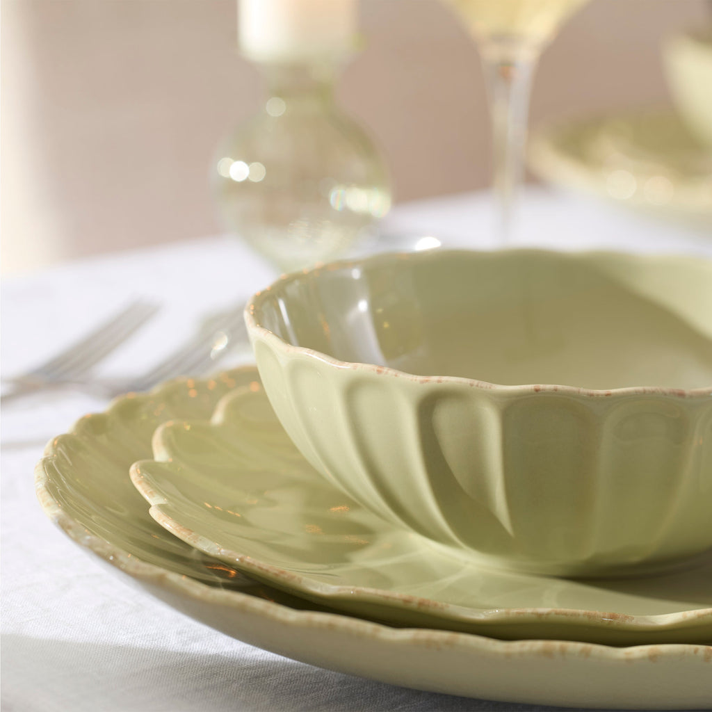 Lenox French Perle Scallop Matcha 12-Piece Dinnerware Set, stoneware (view 2)