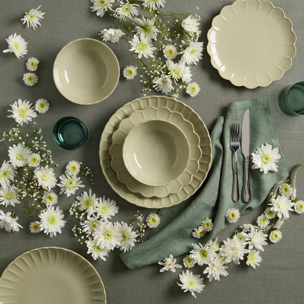 Lenox French Perle Scallop Matcha 12-Piece Dinnerware Set, stoneware (view 4)