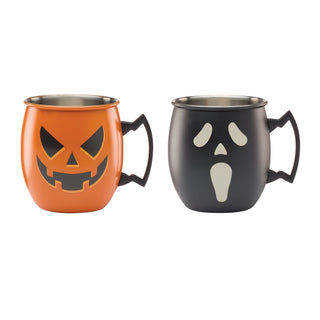 Cambridge Halloween Moscow Mule Mugs, Set of 2, stainless steel