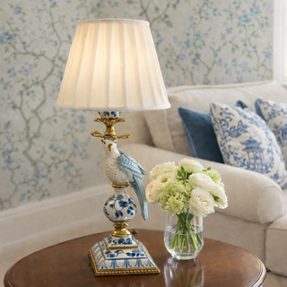 Large Blue & White Bird Rechargeable Lamp