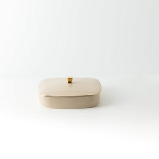 Mirral - Medium Decorative Canister - Beige & Gold
