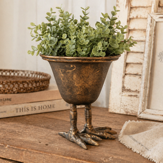 Antique Bronze Planter with Sculpted Bird Claw Feet