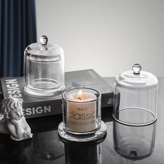 Clear Glass Candle Holder with Decorative Cover