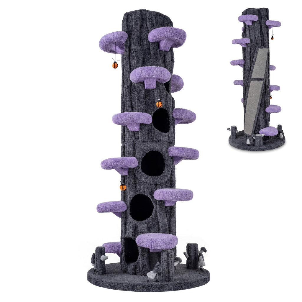 90.5-Inch Tall Cat Tree with Private Condos and Jumping Platforms – Brown