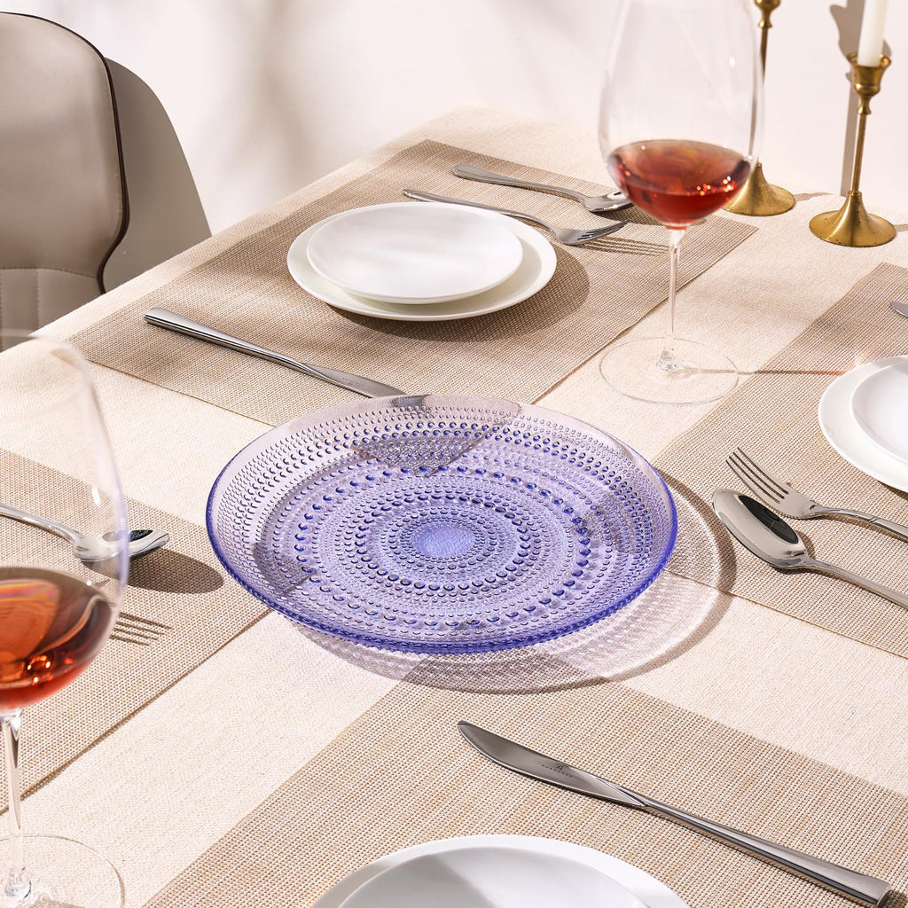 Blue Glass Hobnail Dinner Plates Set of 4 – Vintage Decorative Charger Plates for Home Dining