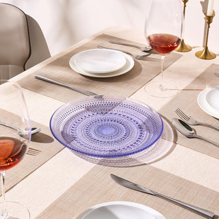 Blue Glass Hobnail Dinner Plates Set of 4 – Vintage Decorative Charger Plates for Home Dining
