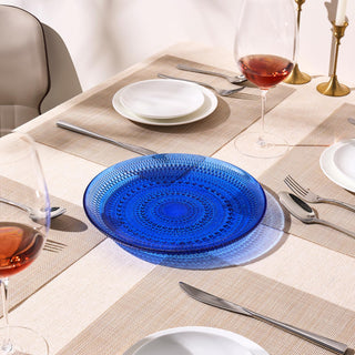 Dark Blue Glass Hobnail Dinner Plates Set of 4 – Elegant Textured Charger Plates for Dining Table
