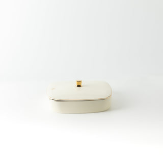 Mirral - Medium Decorative Canister - White & Gold