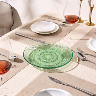 Green Glass Hobnail Dinner Plates Set of 4 – Vintage Textured Charger Plates for Dining Table