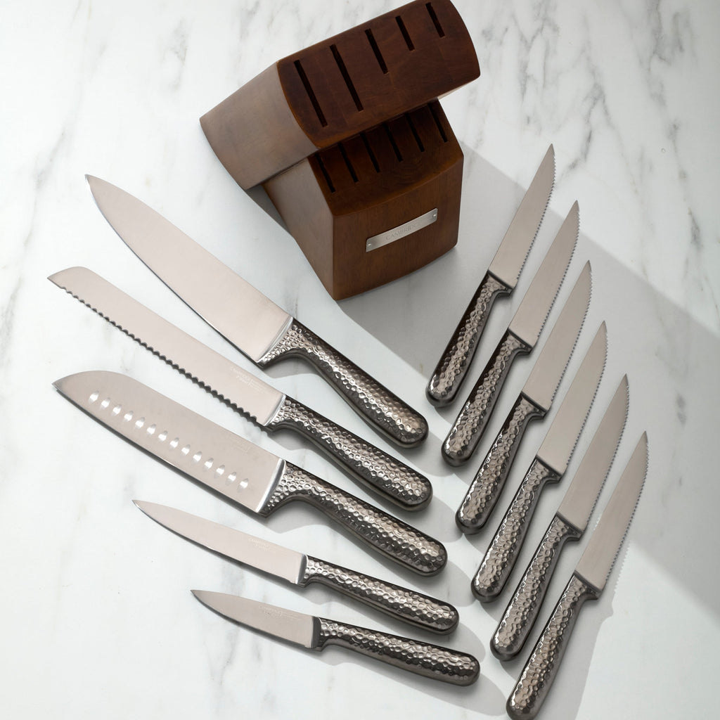 Cambridge Nero Hammered Titanium 12 Piece Cutlery Block Set, stainless steel (view 2)