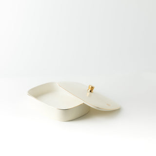 Mirral - Medium Decorative Canister - White & Gold