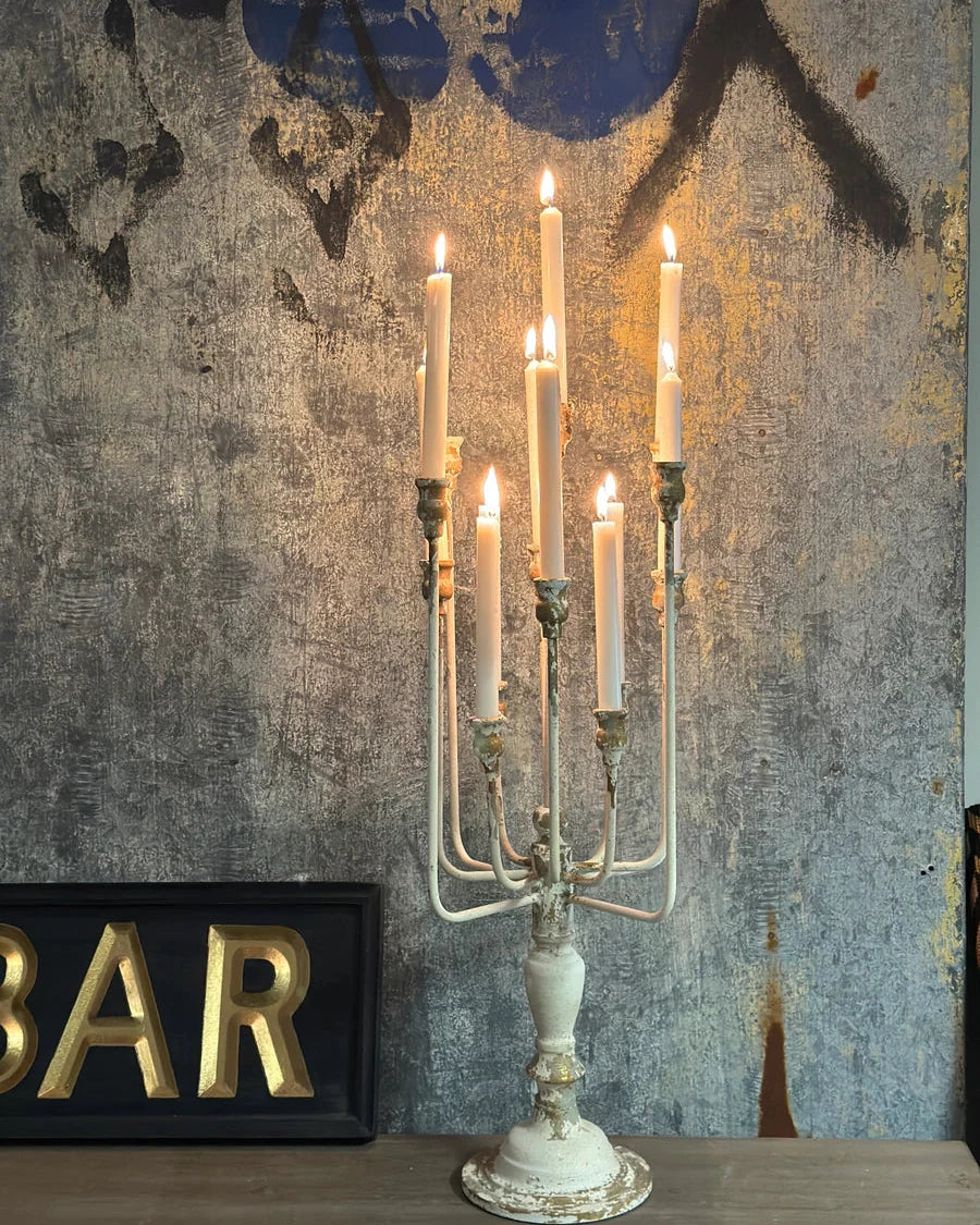 Antique-Style Aged Iron Multi-Arm Candelabra