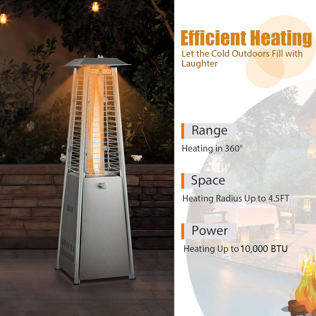10,000 BTU Stainless-Steel Tabletop Propane Patio Heater with Glass Tube