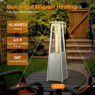 10,000 BTU Stainless-Steel Tabletop Propane Patio Heater with Glass Tube