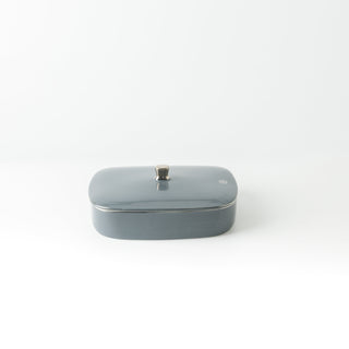 Mirral - Medium Decorative Canister - Dark Blue & Silver
