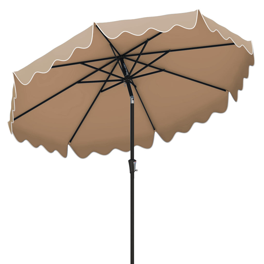 9-Foot Patio Umbrella with Push-Button Tilt, Crank Handle and Ruffled Canopy