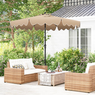 9-Foot Patio Umbrella with Push-Button Tilt, Crank Handle and Ruffled Canopy