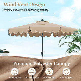 9-Foot Patio Umbrella with Push-Button Tilt, Crank Handle and Ruffled Canopy