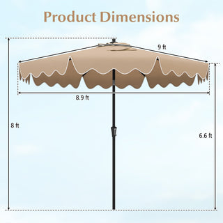 9-Foot Patio Umbrella with Push-Button Tilt, Crank Handle and Ruffled Canopy
