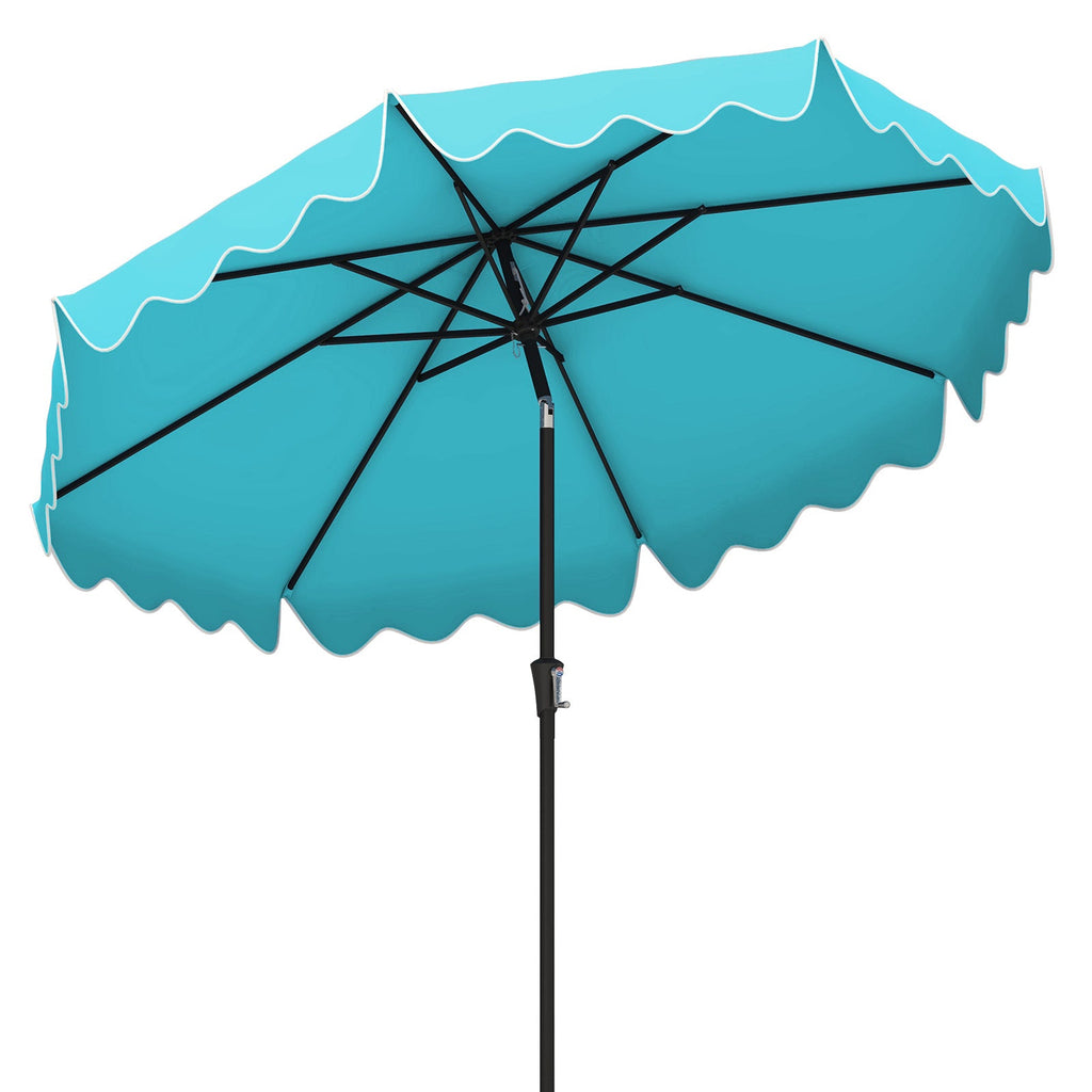 9-Foot Patio Umbrella with Push-Button Tilt, Crank Handle and Ruffled Canopy