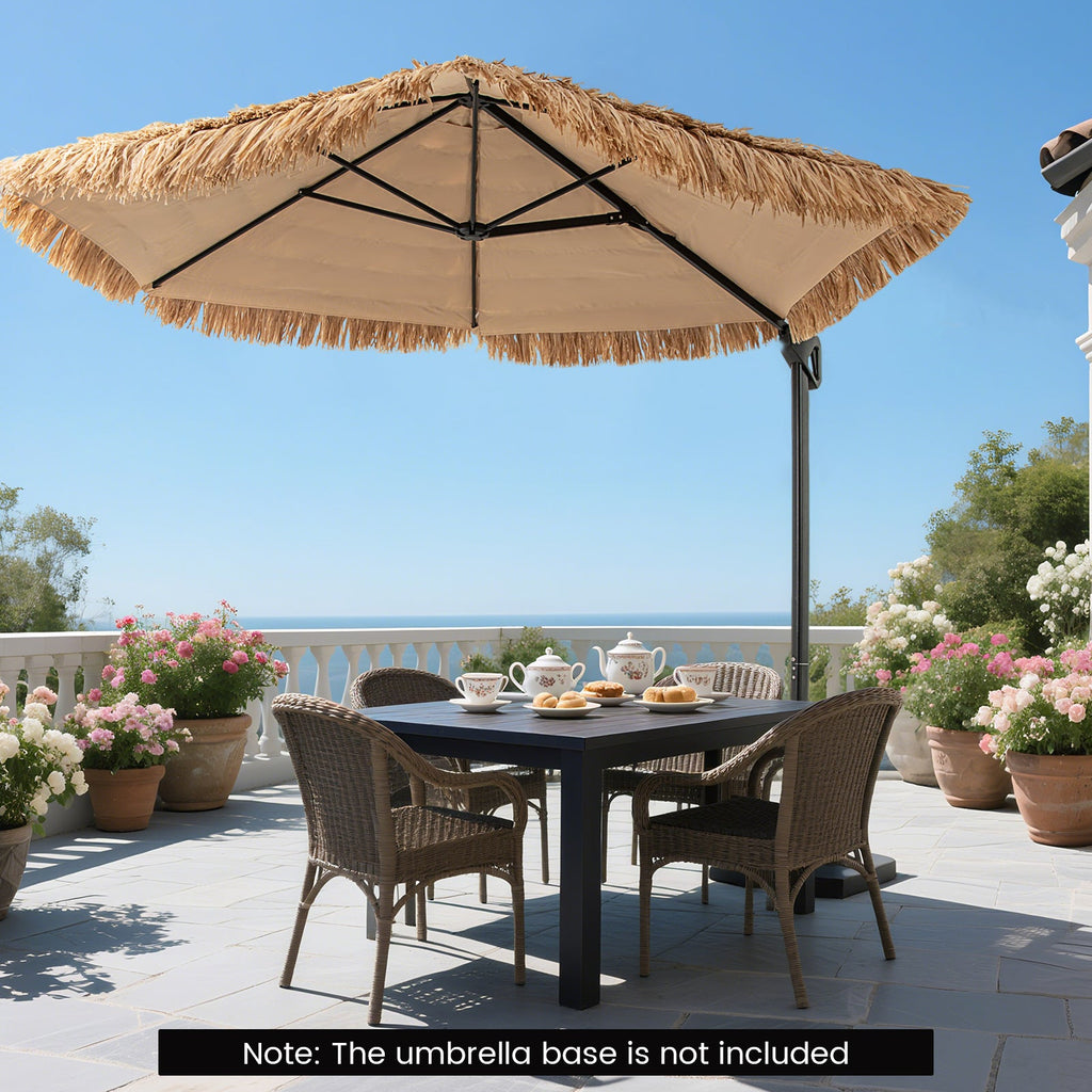 9.5-Foot Hawaiian-Style Cantilever Tiki Patio Umbrella – Natural