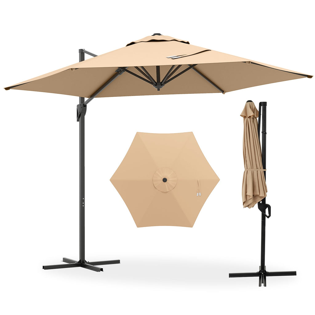 9-Foot Cantilever Patio Umbrella with Vented Sun-Protective Canopy
