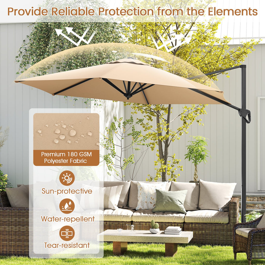 9-Foot Cantilever Patio Umbrella with Vented Sun-Protective Canopy