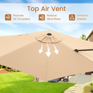 9-Foot Cantilever Patio Umbrella with Vented Sun-Protective Canopy