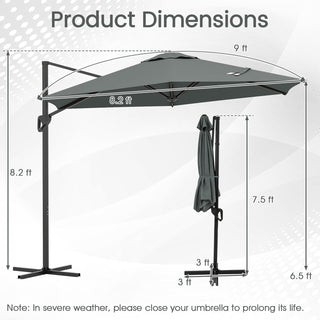 9-Foot Cantilever Patio Umbrella with Vented Sun-Protective Canopy