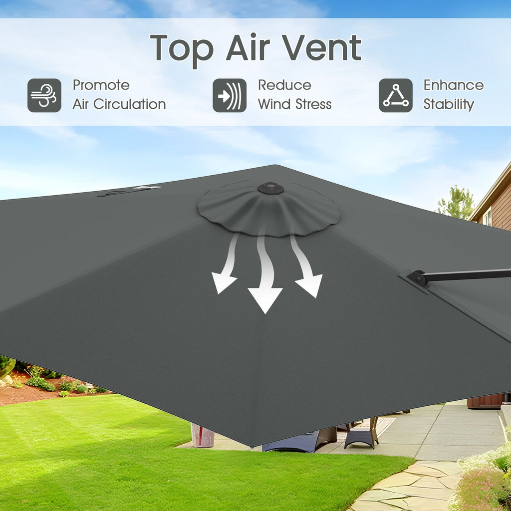 9-Foot Cantilever Patio Umbrella with Vented Sun-Protective Canopy