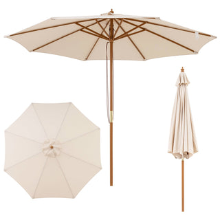 9-Foot Outdoor Market Table Umbrella with Bamboo Pole and 8 Ribs