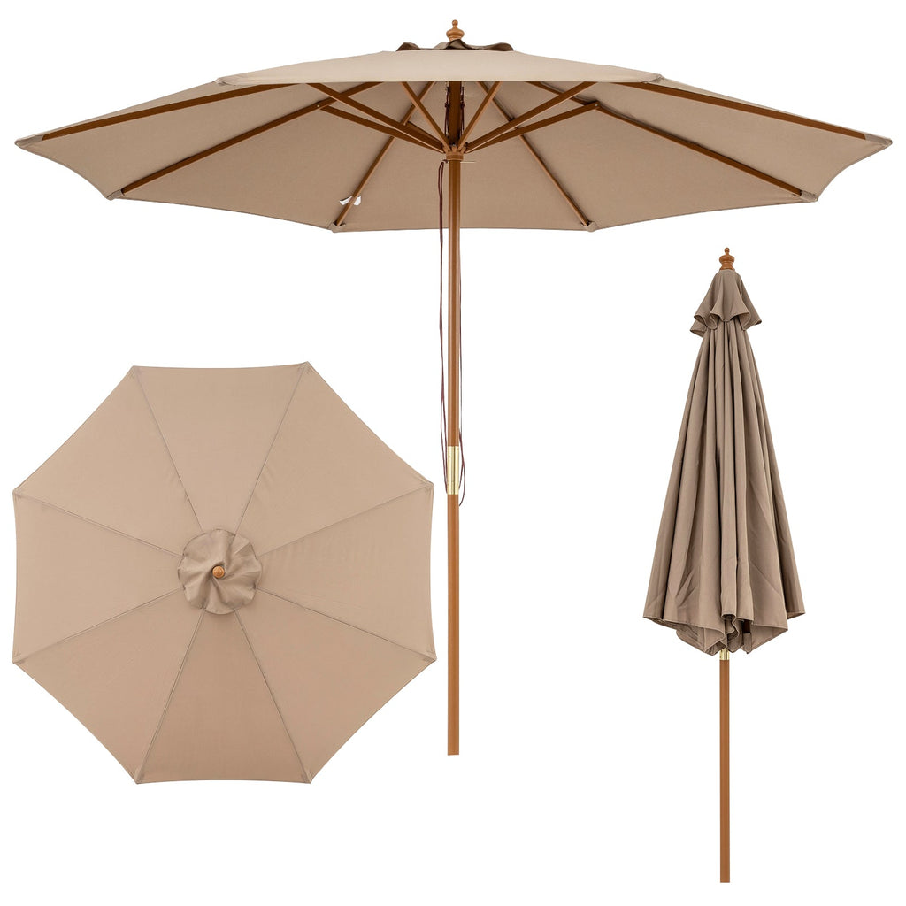 9-Foot Outdoor Market Table Umbrella with Bamboo Pole and 8 Ribs