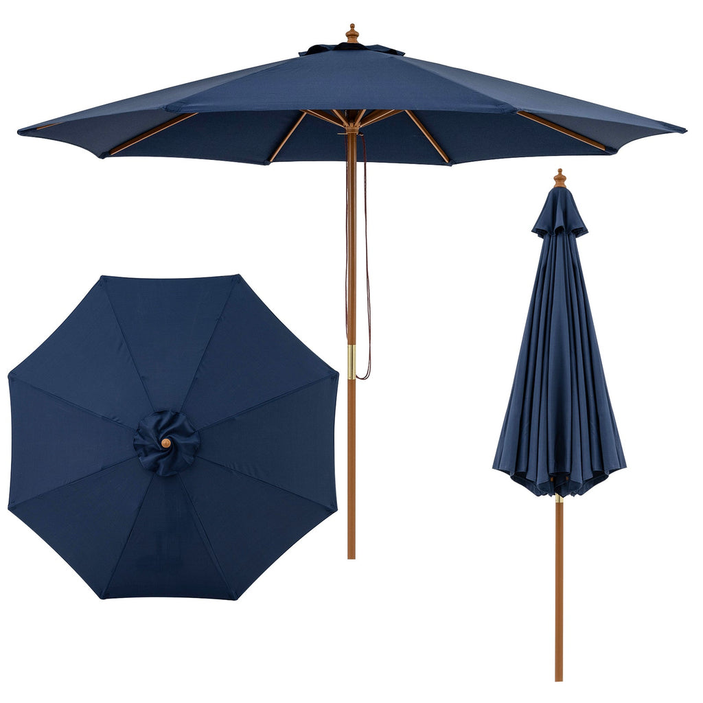 9-Foot Outdoor Market Table Umbrella with Bamboo Pole and 8 Ribs