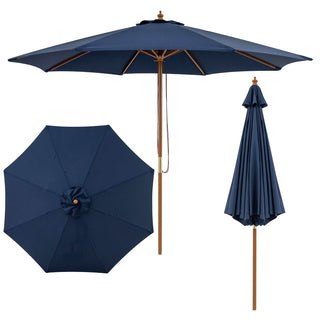 9-Foot Outdoor Market Table Umbrella with Bamboo Pole and 8 Ribs