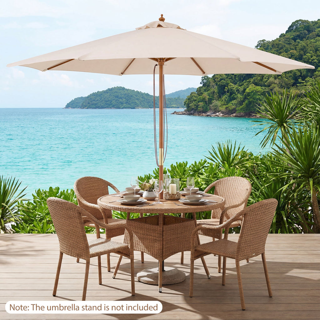 9-Foot Outdoor Market Table Umbrella with Bamboo Pole and 8 Ribs