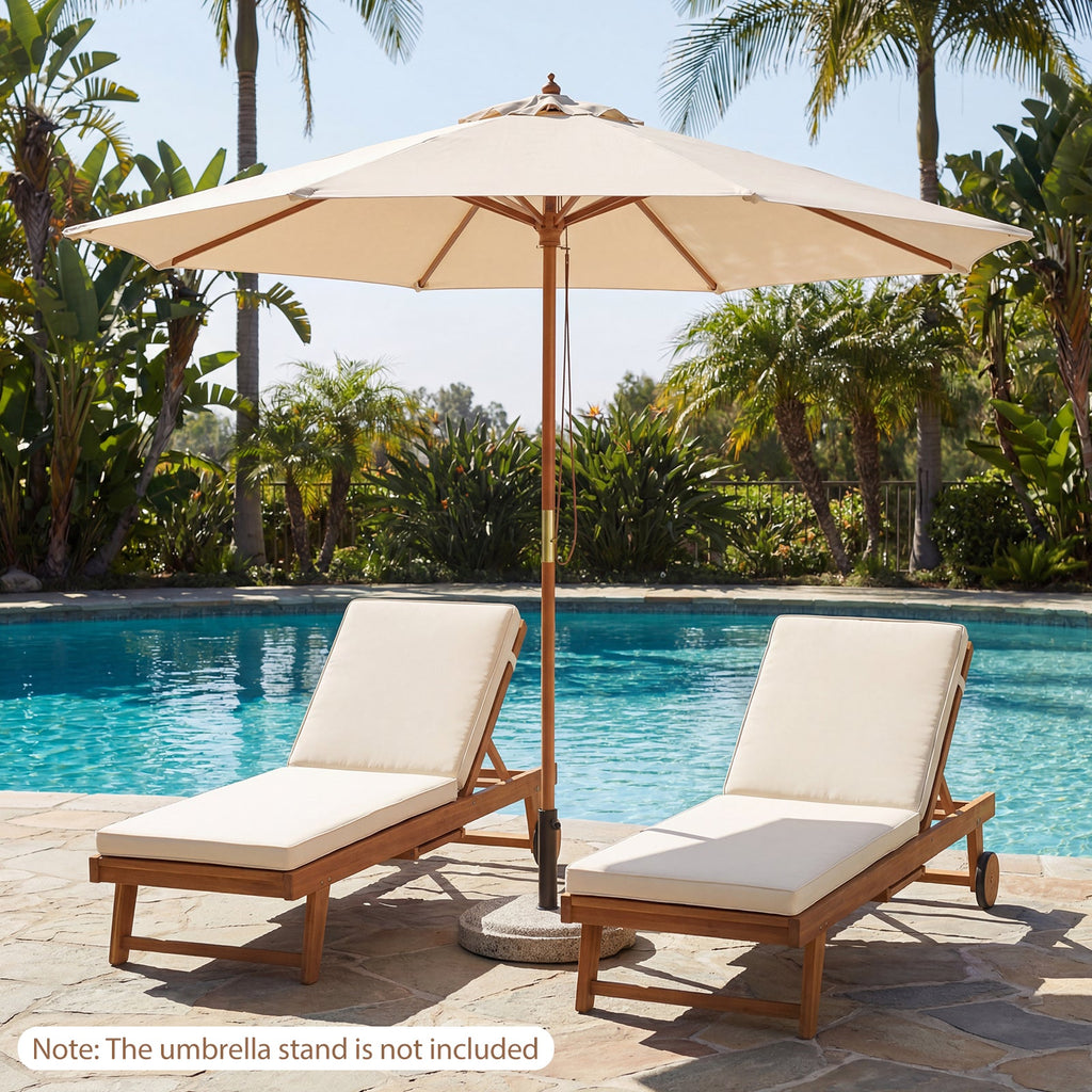 9-Foot Outdoor Market Table Umbrella with Bamboo Pole and 8 Ribs