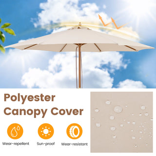 9-Foot Outdoor Market Table Umbrella with Bamboo Pole and 8 Ribs